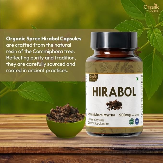 HIRABOL 60 Capsules | Commiphora myrrha (Hirabol) | 900mg per Serving | Natural 60 Capsules - Pack of 3
