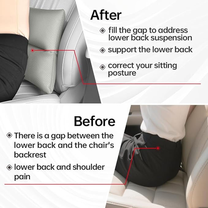 Car Lumbar Support Reversible Design Fixes Waist Gap Improves Driving Comfort Double-Sided Perforated enhances air Circulation Durable maintains Shape Long Lasting use 1P(Grey)