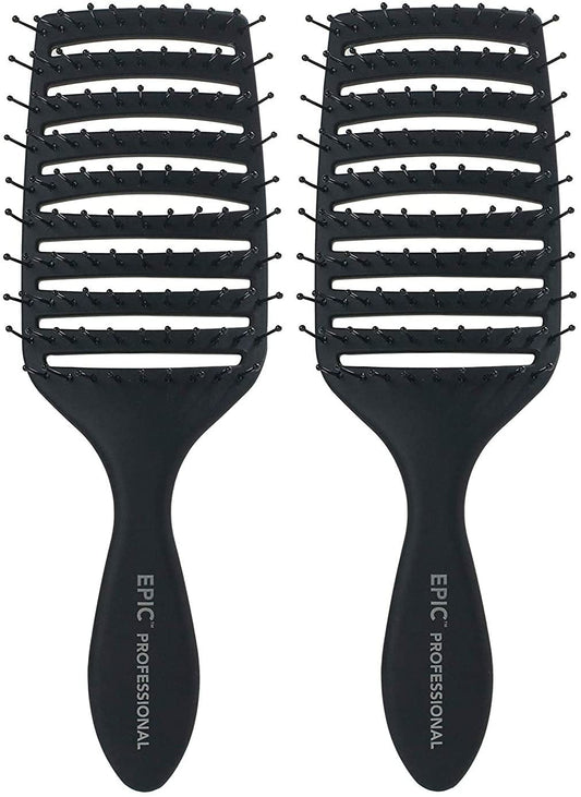 Epic Professional Quick Dry Hair Brush (Black)2 Pack