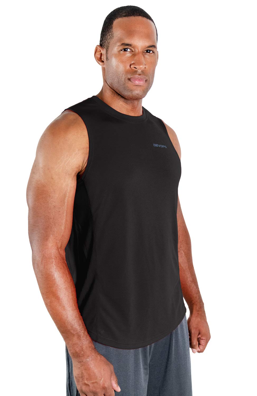 DEVOPS 3 Pack Men's Muscle Shirts Sleeveless Dry Fit Gym Workout Tank Top (Medium, Black/Navy/Gray)