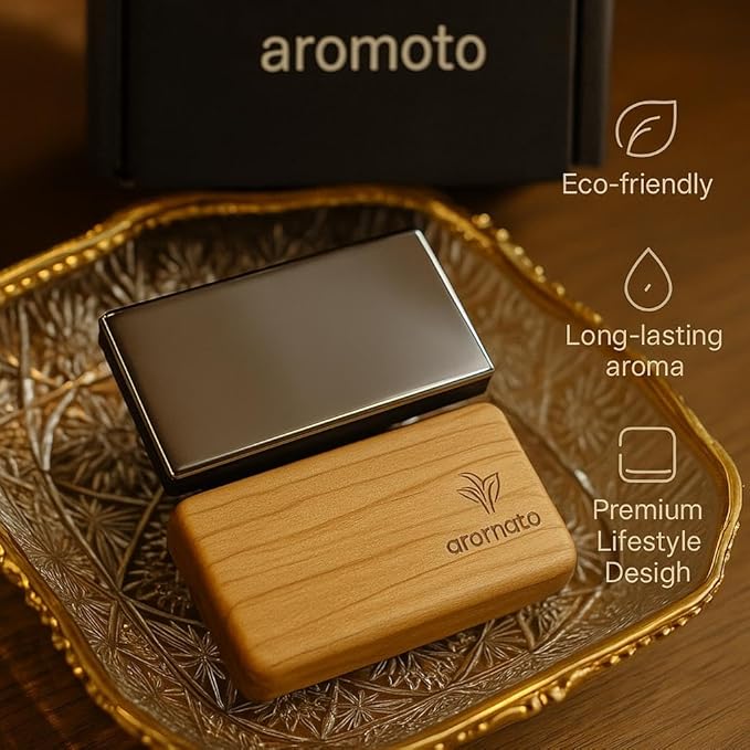 Wooden Car Air Freshener – Premium Natural Scents for Every Drive – Car Odor Eliminator (Amber)
