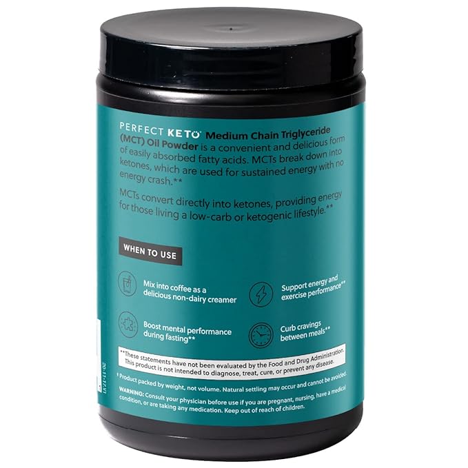 Perfect Keto 7g MCT Oil Powder, Medium Chain Triglycerides Supplement, Non Dairy Coffee Creamer for Keto Diet, Ketogenic MCT Oil Mix for Coffee, Smoothie, Protein Shakes, Chocolate, 30 Servings