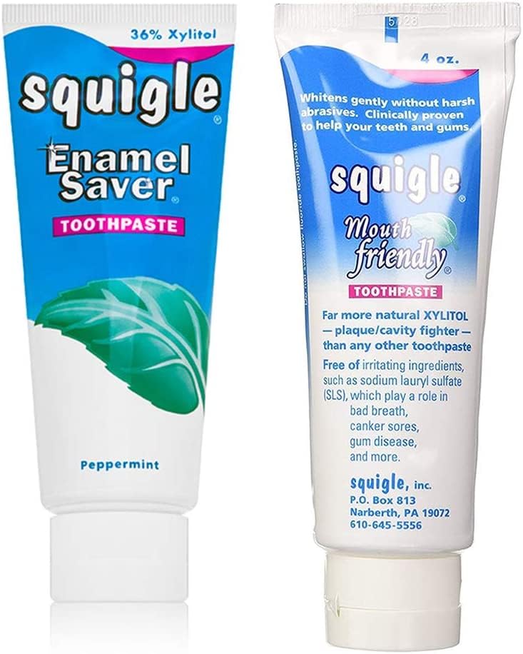 Squigle Enamel Saver Toothpaste : 36% Xylitol. with Fluoride. SLS Free. Prevents Canker Sores, Bad Breath, Perioral Dermatitis, Chapped Lips. Soothes & Protects Dry Mouths - 1 Pack
