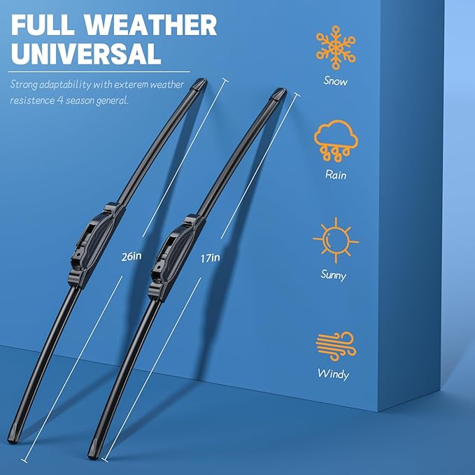 MIKKUPPA 26"+17" Windshield Wipers with 12" Rear Wiper Blade Replacement for 2013-2021 Nissan Rogue Pathfinder, 2014-2020 Infiniti QX60, Windshield Wipers Blades Kit - U/J Hook All Season, Pack of 3