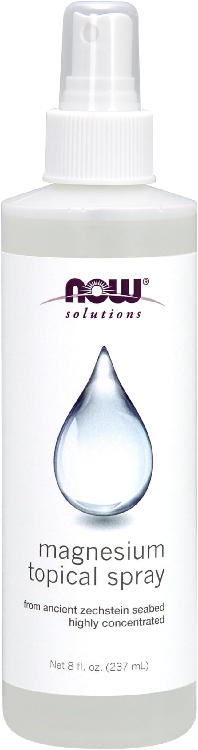 NOW Foods Solutions, Magnesium Topical Spray, from the Ancient Zechstein Seabed, Highly Concentrated, 8 Fl Oz (Pack of 1)