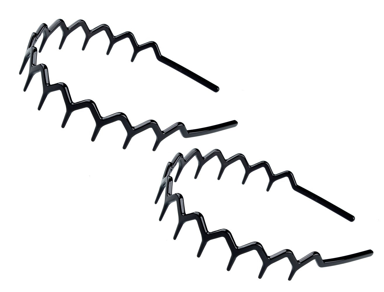 Set Of 2 Zig Zag Black Plastic Sharks Toothhair Comb Headband (2 Black Color)