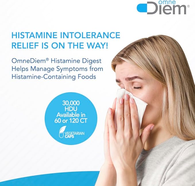 Omne Diem Histamine Digest DAO 30,000 HDU - 120 Caps - Histamine Neutralizing Enzyme - Relieve Histamine Intolerance with Diamine Oxidase