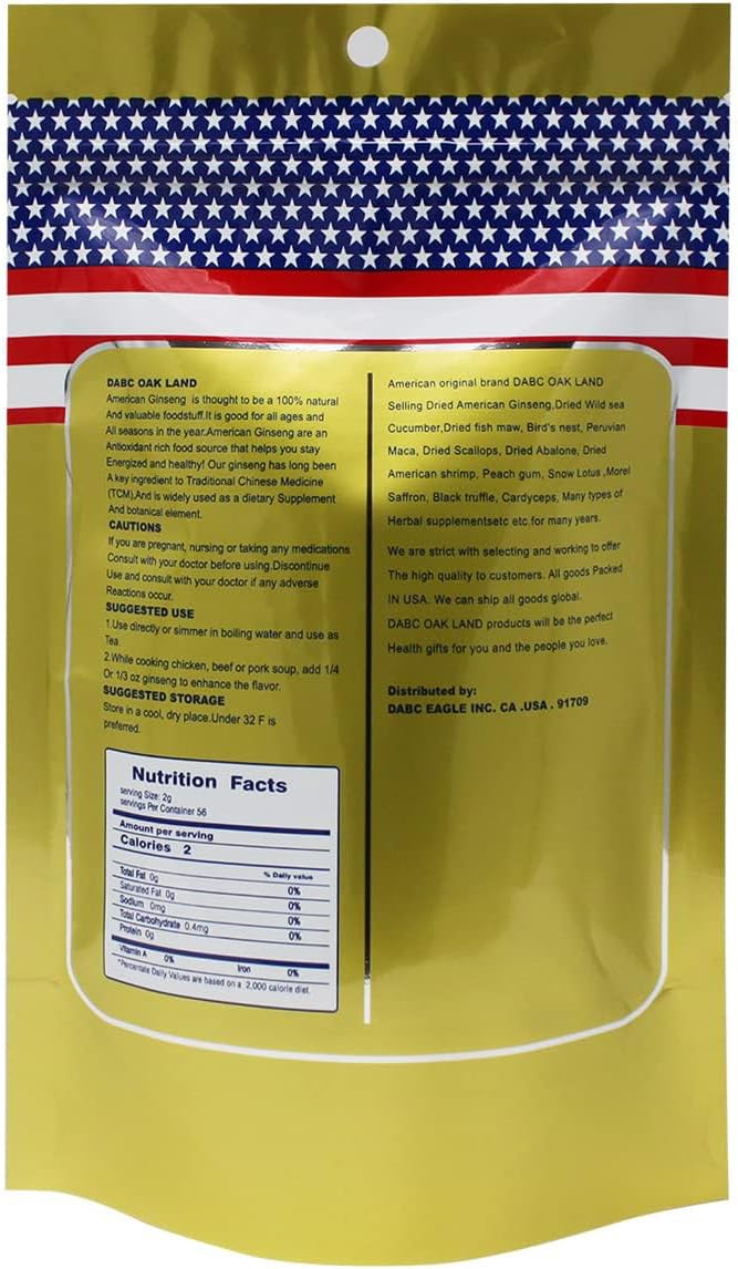 DOL American Ginseng Slices from Wisconsin (Sliced Ginseng Root Wisconsin Grown!Most People Use It to Make Ginseng Tea! Good for Health! 花旗参/西洋参 -in Bag (Small 4oz/Bag*2)