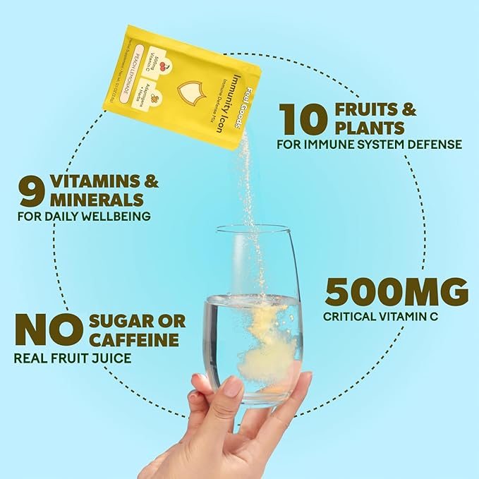 Feel Goods Immunity Icon Drink Mix Powder Bundle, Zero Sugar, Vitamin C, A, B, D, E & Zinc, Organic Elderberry, Ashwagandha, Vegan, Caffeine-Free – Wild Berry & Peach Lemonade, 15 Servings Each