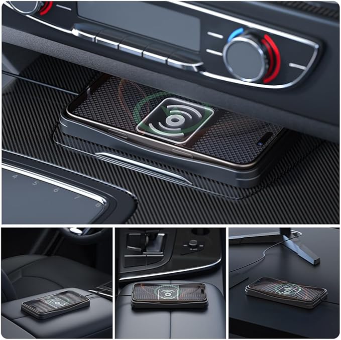 Car Wireless Charger Pad for Chevrolet Trailblazer 2002-2009 2021-2026, Type-C/USB 20W Fast Wireless Car Charger Pad Non-Slip Cordless Charging Mat,A-30cm Cable Type-C Plug