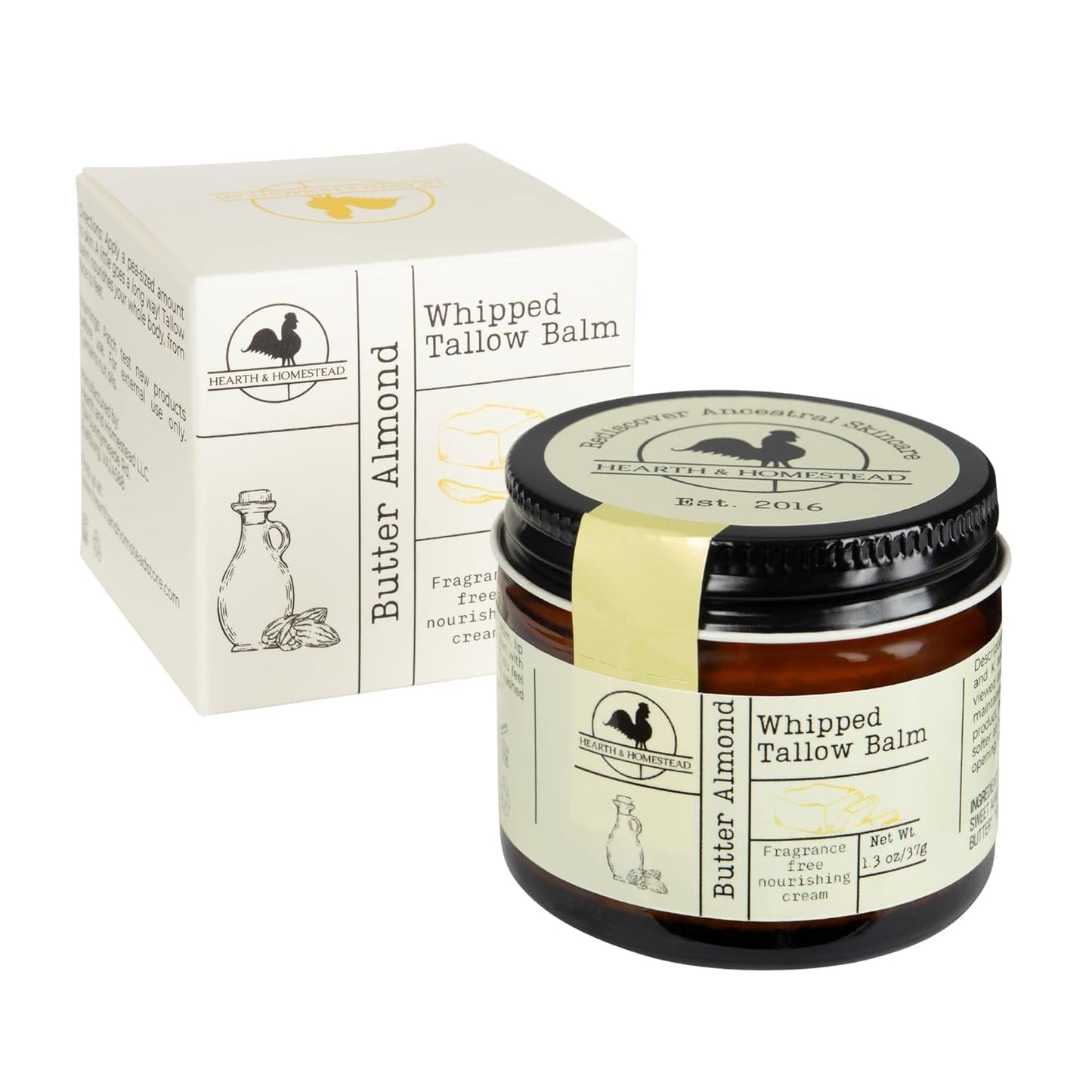 Handmade Unscented Whipped Tallow Balm | Organic Body Butter for Eczema & Rosacea - 1.3 oz