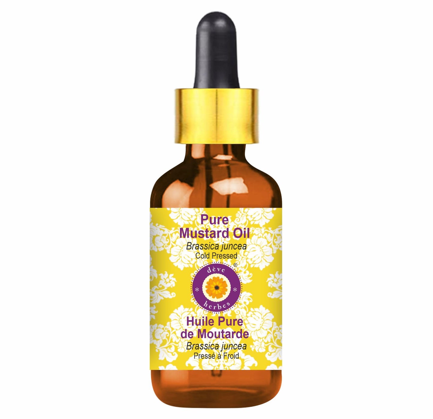 Deve Herbes Pure Mustard Oil (Brassica juncea) with Glass Dropper Cold Pressed 15ml (0.50 oz)