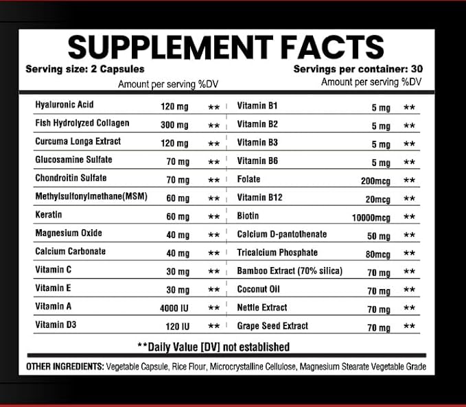 Evernatura Biotin Complex with Collagen, Keratin & Hyaluronic Acid, 120 Veggie Capsules, 25,000 Beauty Complex for Hair, Skin & Nail Health (1)