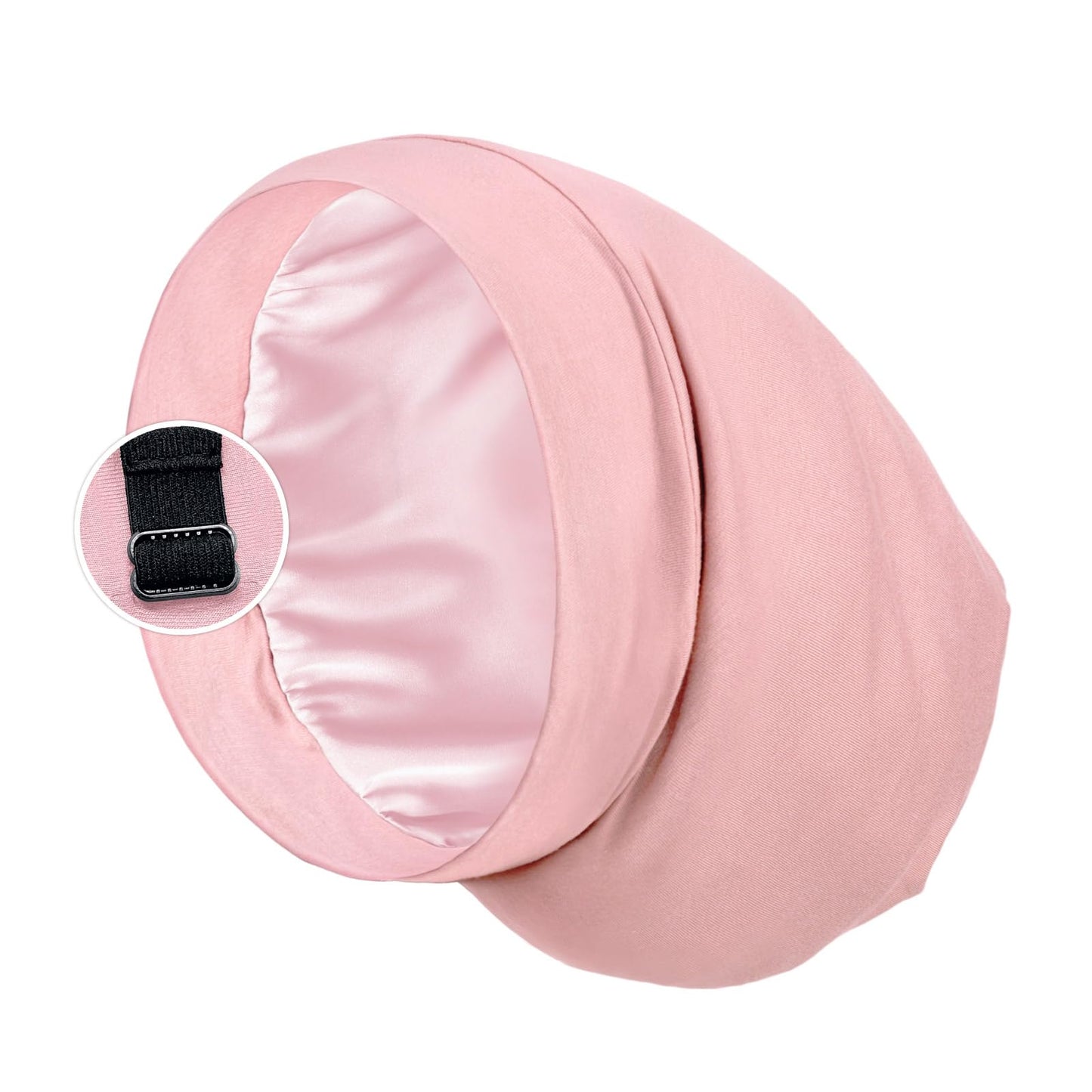 Satin Lined Sleep Cap Bonnet For Curly Hair And Braids, Stay On All Night Hair Wrap With Adjustable Strap For Women And Men, Pin