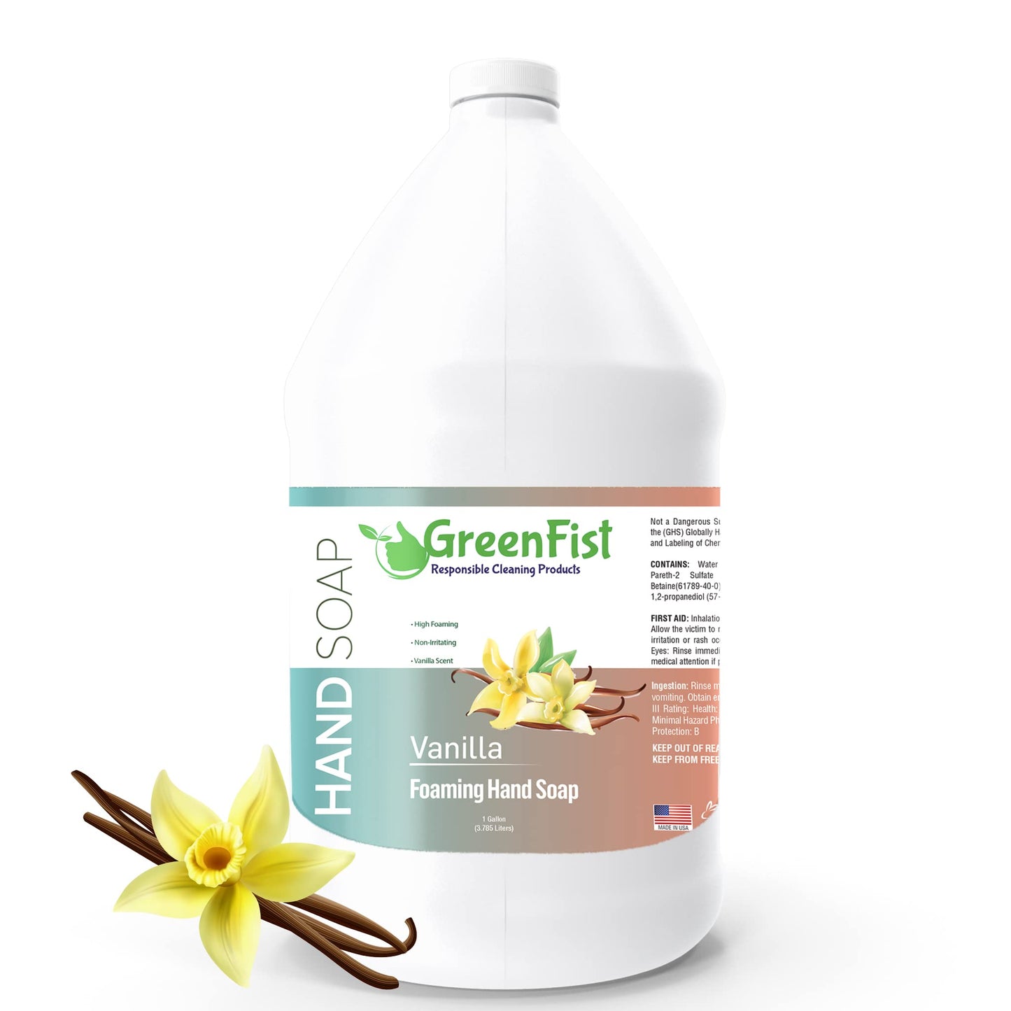 Greenfist Foaming Hand Soap Refills Vanilla Scent Jug Foam Refill Made In Usa, 128 Ounce (1 Gallon)