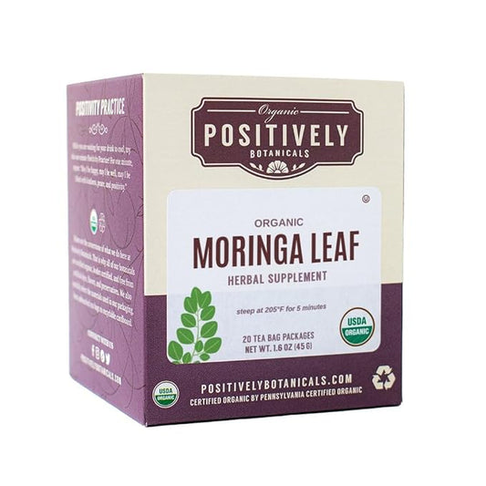 Organic Positively Botanicals Company, Moringa Leaf Herbal Tea Bags, 20 Count
