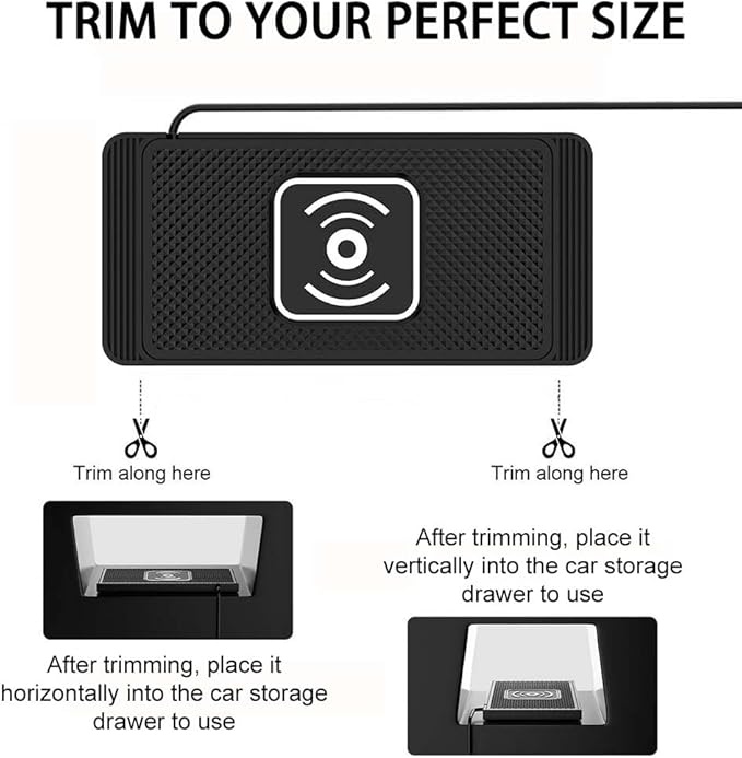 Wireless Car Charger Pad for Nissan Leaf 2011-2026, Type-C/USB 15W Car Wireless Charger Non-Slip Cordless Charging Mat Car Accessories, B-30cm Type-C Interface