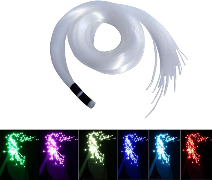 AKEPO End Glow Fiber Optic Light Cable 300pcs*Ф0.03in/0.75mm*9.8ft/3m, PMMA Plastic Optical Cable for LED Star Ceiling Sky Light Kit and Fiber Optical Lighting Decoration (Without Light Source)