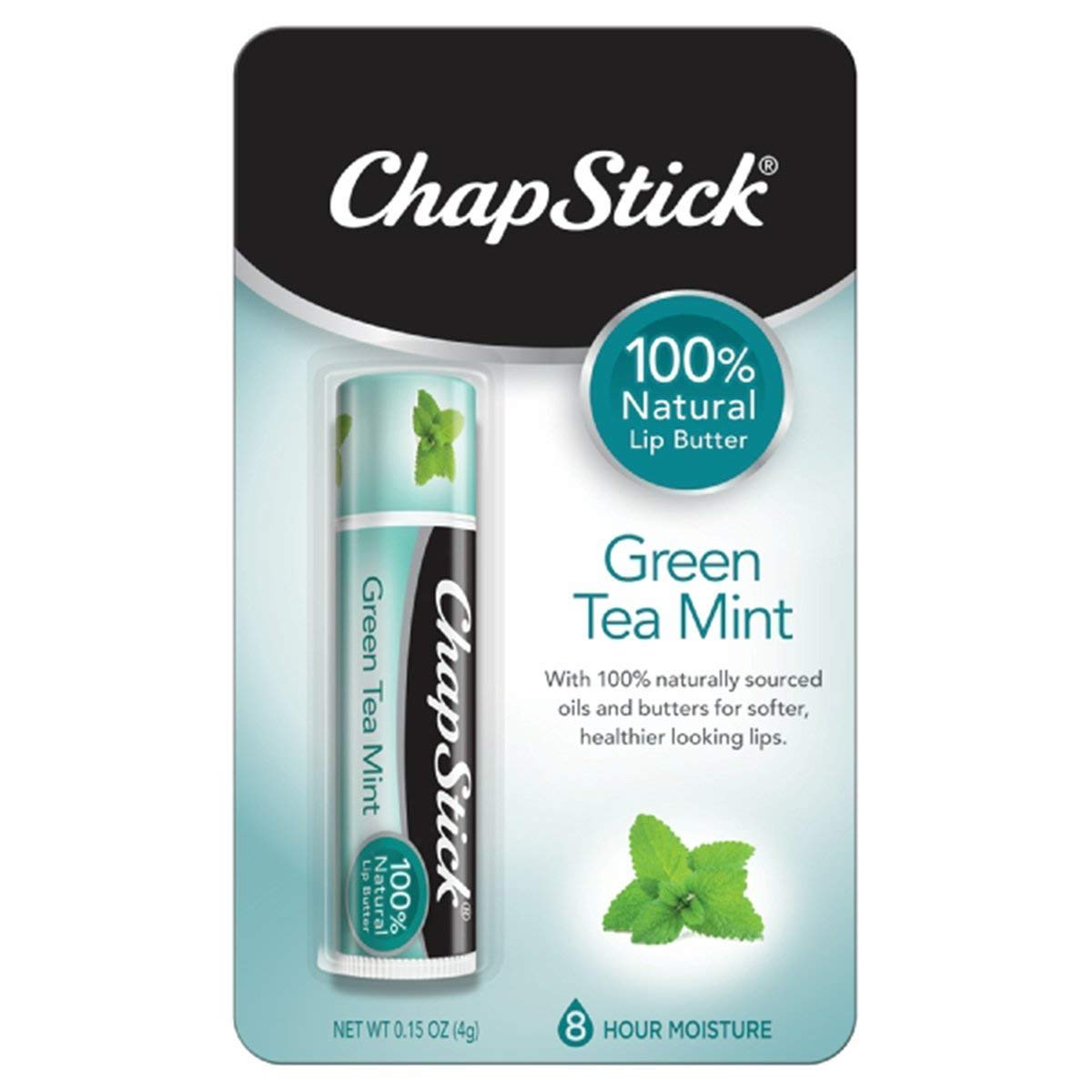 Chapstick 100% Natural Lip Butter, Green Tea Mint, 0.15 Oz (Pack Of 3)