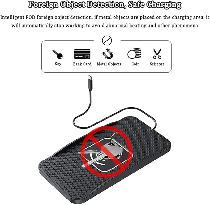 Wireless Car Charger Pad for Ford Mustang 2000-2026, Type-C/USB 20W Car Wireless Charger Non-Slip Phone Charging Pad Car Accessories,B 30cm Cable USB Plug