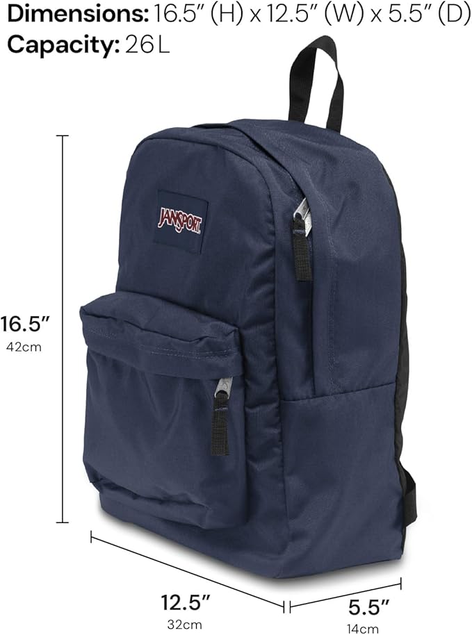 JanSport SuperBreak One Backpacks - Durable, Lightweight Bookbag with 1 Main Compartment, Front Utility Pocket with Built-in Organizer - Premium Backpack, Red Tape