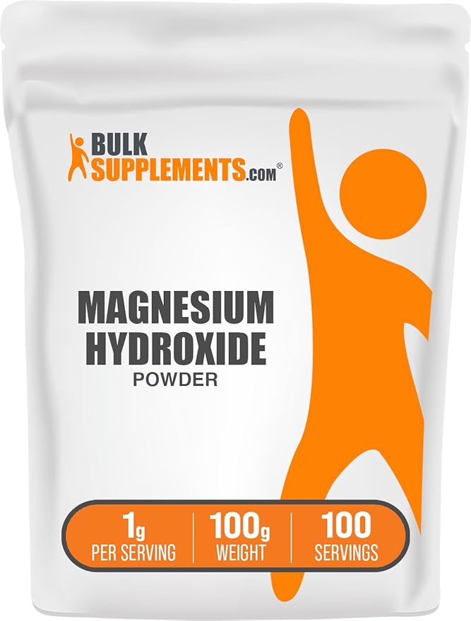 BulkSupplements.com Magnesium Hydroxide Powder - Magnesium Supplement, Food Grade Magnesium Hydroxide, Magnesium Hydroxide Supplement - 1000mg (410mg of Magnesium) per Serving, 100g (3.5 oz)