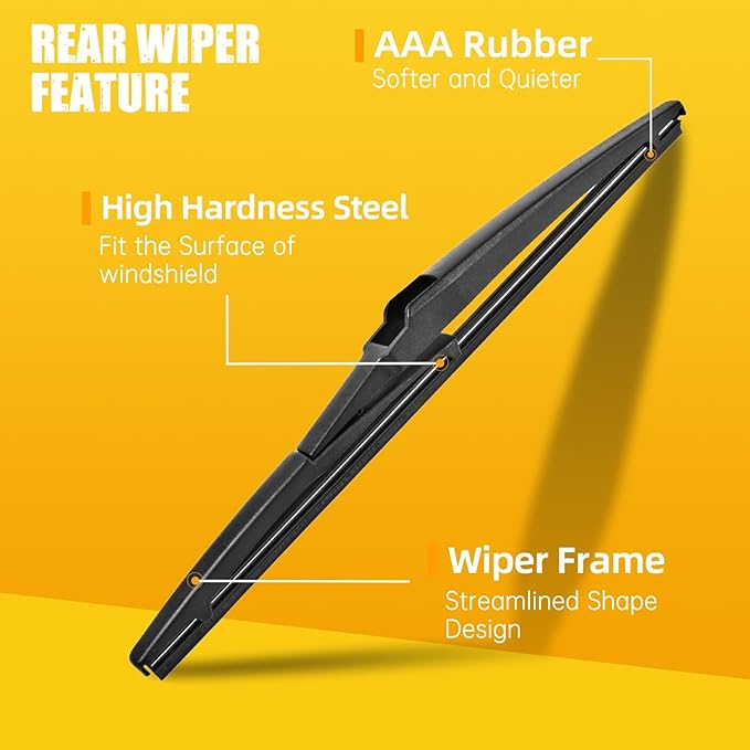 MIKKUPPA 24"+17"+12" Windshield Wiper Blades Replacement for 2014-2020 Mitsubishi Mirage, 2017-2018 Mirage G4, Front & Rear Wiper Blades, Durable Stable Quiet All Season (Pack of 3)