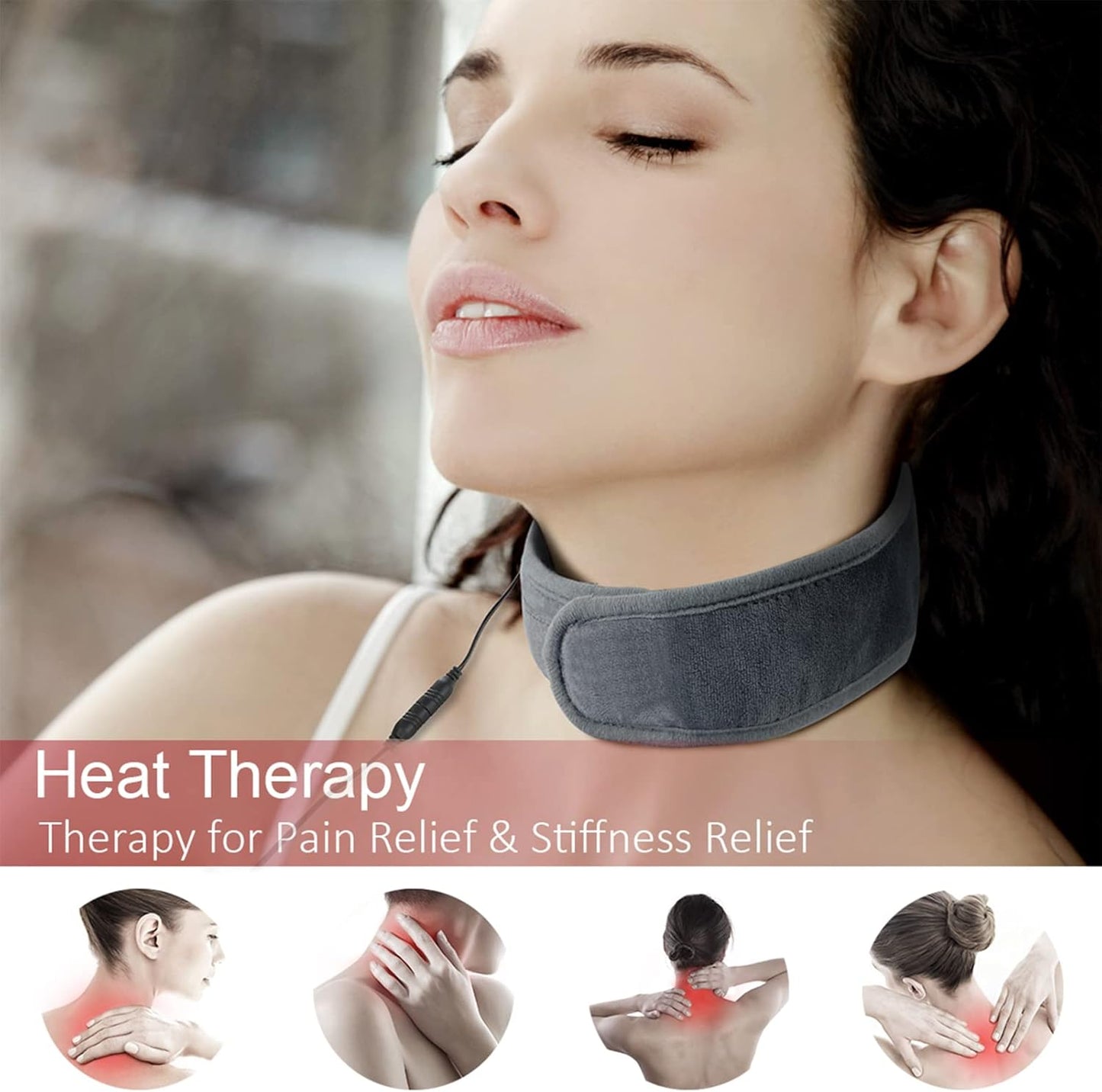 Neck Heating Pad, USB Wearable Heating Pad, Heated Wrap for Pain Relief, 3 Heat Auto Off, Electric Thermal Hot Compress Neck Brace, Heat Therapy for Soreness Stiffness