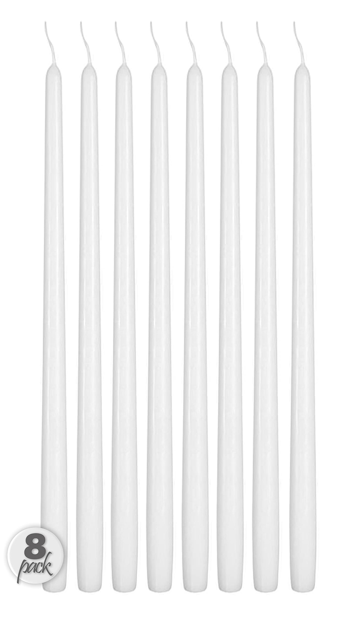 Hyoola Tall Taper Candles - 16 Inch White Unscented Dripless Taper Candles - 14 Hour Burn Time - 8 Pack