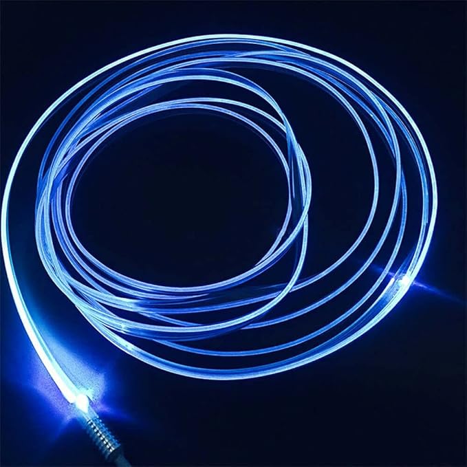 3m/9.8ft 5m/16ft Car Home LED Strip Ambient Light 2mm Plastic Optic Fiber Cable Skirt Tube Kit with 12V LED Light Source Illuminator (Ice Blue,3m/9.8ft)