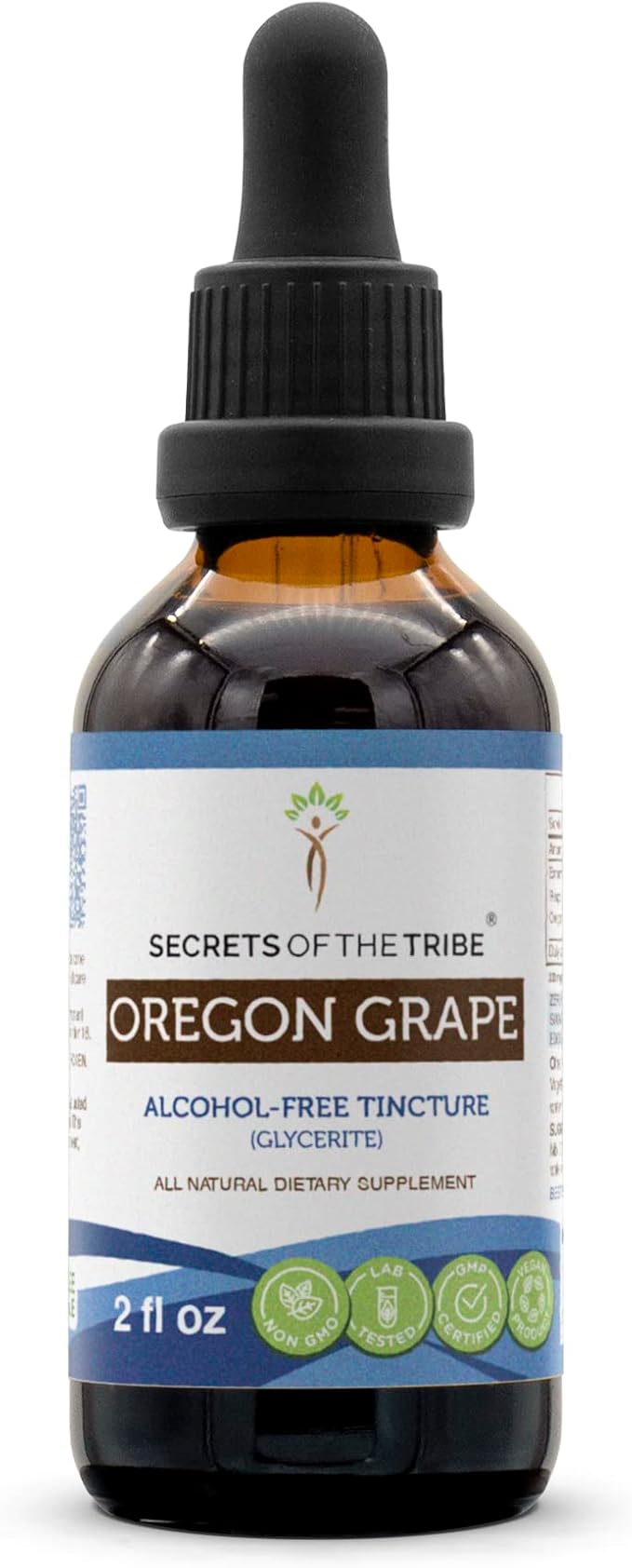 Secrets of the Tribe Oregon Grape Alcohol-Free Liquid Extract, Responsibly farmed Oregon Grape (Mahonia aquifolium) Dried Root (2 FL OZ)