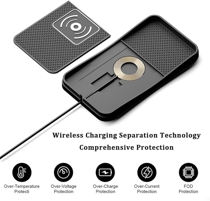 Car Wireless Charger Pad for BMW M3 E30 E36 E46 E92 E93, Type-C/USB 20W Fast Wireless Car Charger Pad Non-Slip Cordless Charging Mat,B-30cm Cable USB Plug