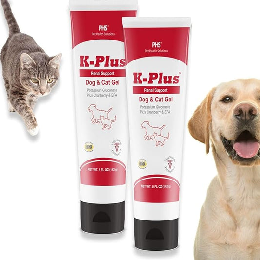 K-Plus Potassium Gluconate Renal Gel Plus Cranberry and EPA for Dogs and Cats - Veterinarian Approved Renal Supplement - Supports Potassium Balance -(2 Pack)