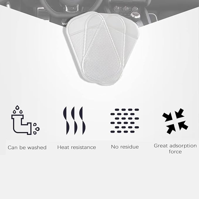 5PCS Extra-Strong Anti-Slip Pad Car Dashboard Sticky Pad Removable Silicone Gel Mat Washable Multi-Purpose PU Gel for Cell Phone Tablet (Black)
