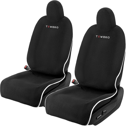 Premium Microfiber Towel Tesla Model Y Juniper/3 Seat Covers, Waterpooof | Sweatproof | Machine Washable | Non-Slip, Seat Protector for Tesla Model 3/Y 2016-2026 Interior Accessories - (2Pack, Black)