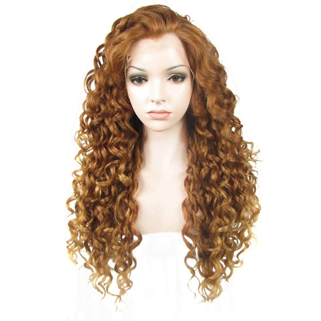 Ebingoo Brown Blonde Lace Front Wig For Women +Wig Cap Honey Blonde Wig Lace Front Blonde Curly Wig Blonde Curly Lace Front Wig