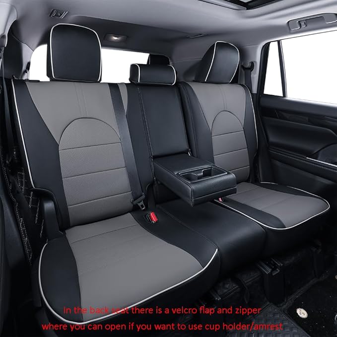 EKR Camry Seat Covers for Toyota Camry XLE, XSE 2018-2024(Not for Hybrid) Waterproof Leather Car Seat Cover Full Set for Trucks SUV-Faux Leather (Black/Gray)