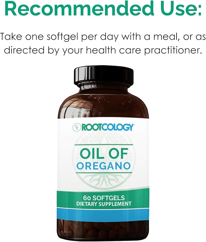 Rootcology by Dr. Izabella Wentz | Oil of Oregano | Bioactive Oregano Softgels to Support A Balanced Gut | Antioxidant Protection for Intestinal Health | 60 Softgels