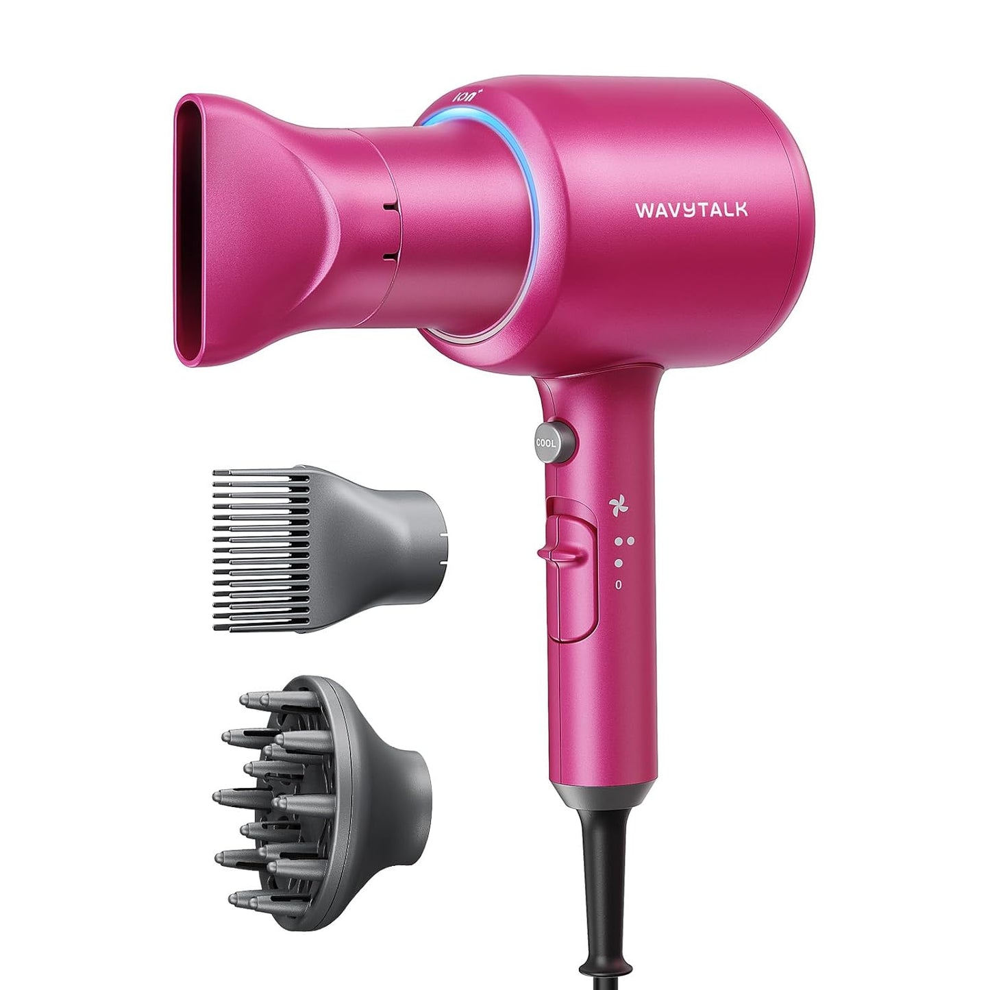 Wavytalk 1875W Ionic Hair Dryer | Diffuser & Comb for Curly Hair | Black