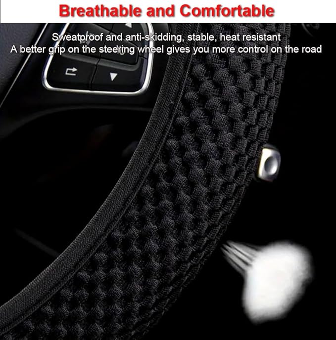 Hiflyer Car Steering Wheel Cover Women & Men, Universal 14.5-15 Inch Steering Wheel Covers, Soft Microfiber Car Wheel Cover Car Stuff Car Accessories Interior (Wine Red)