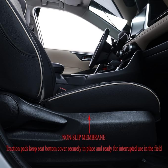 EKR Rav4 Seat Covers Custom Fit for Toyota Rav4(Gasoline) 2019 2020 2021 2022 2023 2024 2025 LE/XLE/XLE Premium/Limited,Leather Car Seat Cover Full Set for SUV,Faux Leather(Black/Gray)