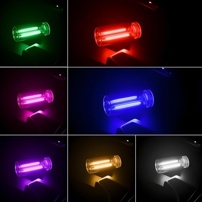 2PCS USB Lights for Car, Touch Dimmable Retro Car Lamp Interior LED Ambient Lighting, Portable Mini Glass Bottle LED Bulb Night Light for Vehicle Bedroom Hallway Camping Holiday Decoration (White)