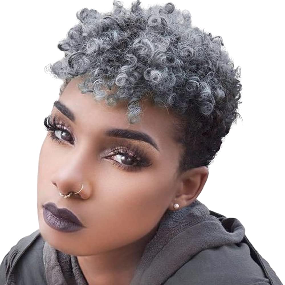 Queentas 10Inches Grey 3 Pack Saniya Kenzie Toni Curl Crochet Carrie Curl(8Mm) Synthetic Hair Extensions Afro Passion Twist Kink