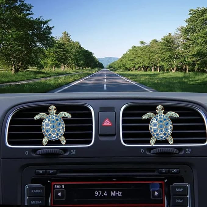 Car Air Freshener Women Car Vent Clips Decorations 2 PCS Cute Sea Turtles Car Interior Accessories Car Vent Diffuser (Blue Sea Turtle, 1.6 inch)