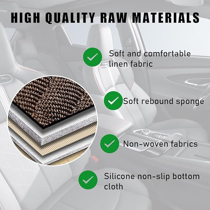 4PCS Car Seat Cover Pad, Breathable Auto Front Seat Bottom Cushion Mat & Seatback Cover, Soft Comfortable Vehicle Full Seat Protector, Universal Truck SUV Car Accessories (Beige)