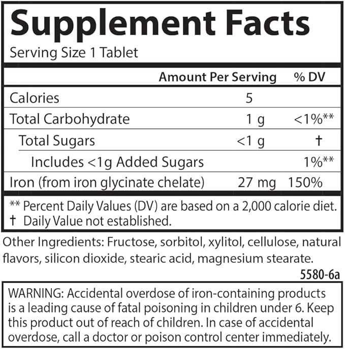 Carlson Chewable Iron 27 mg, Grape, Blood Health, 30 Tablets