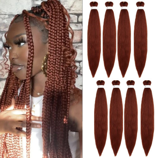 Pre Stretched Braiding Hair Copper Red Long Braid 48 Inch 8 Packs 350 Braiding Hair Extensions Professional Synthetic Fiber Croc
