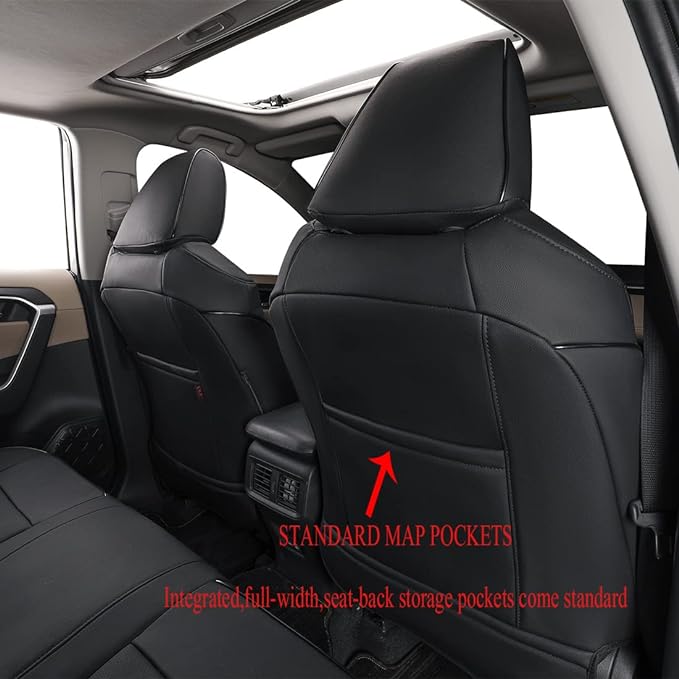 EKR Rav4 Seat Covers Custom Fit for Toyota Rav4 2021-2024 Prime SE,XSE & 2019-2025 Hybrid/PHEV SE,XSE, Leather Car Seat Cover Full Set for SUV,Faux Leather(Black)