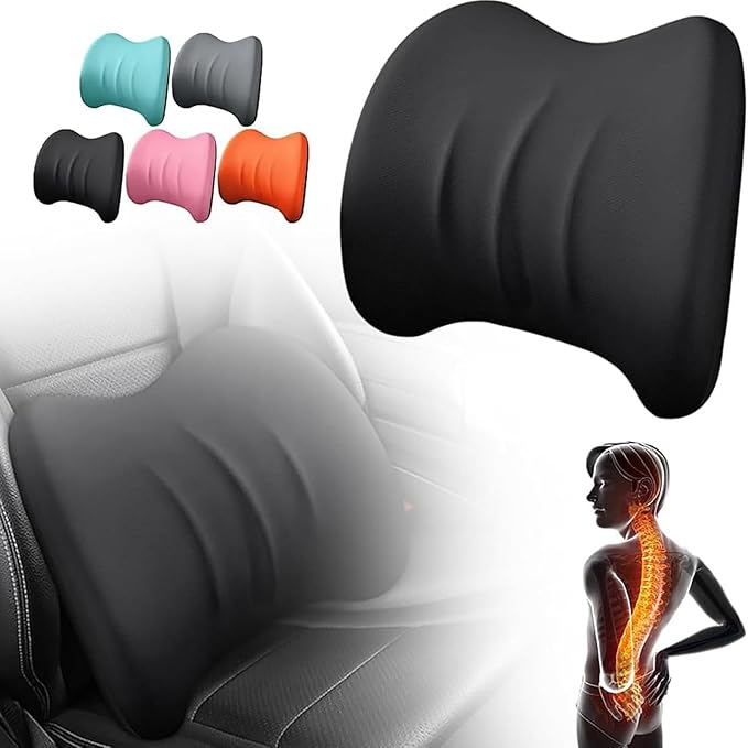 Car Headrest & Lumbar Support Cushion for Hyundai Santa Fe 2010-2023, Ergonomic Car Seat Headrest Memory Foam Neck and Back Pillow Kit Breathable Removable for Driving Fatigue Relief