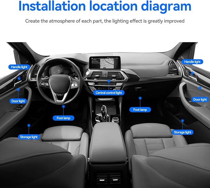 Dreamcolor Acrylic Interior Car LED Strip Lights, Car Ambient Lighting Kit with APP Control, Decorative Lights with Dynamic Chasing Sync to Music, RGB Neon Lighting (18 in 1)